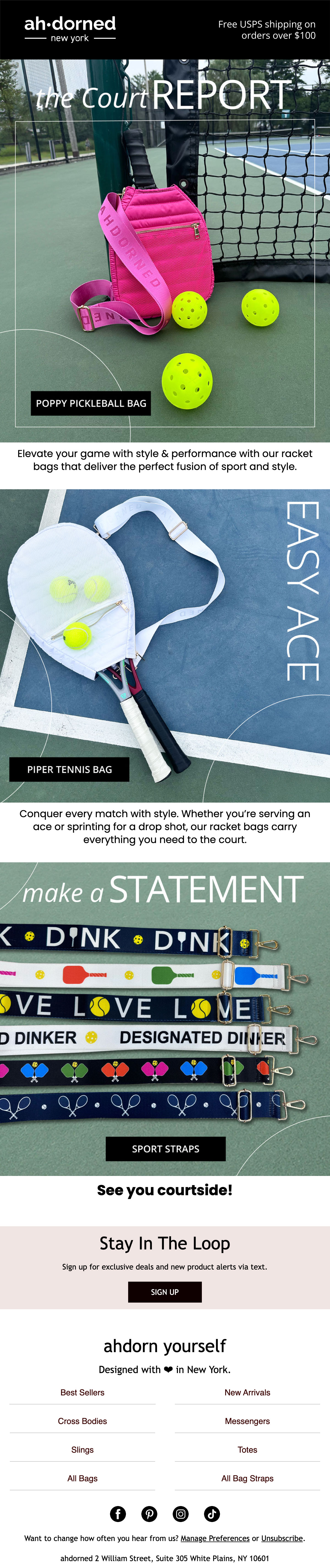 Court Report Email- Racket Bags that are good for pickleball and tennis